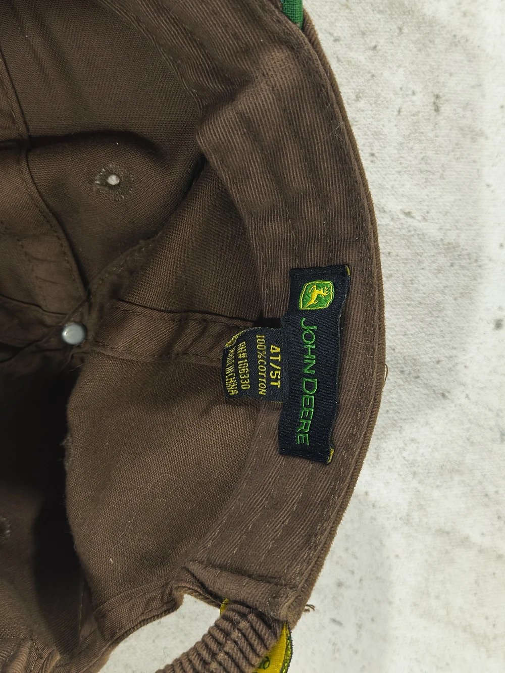 Kids 4T - 5T John Deere Brown Baseball Cap with Embroidered Logo